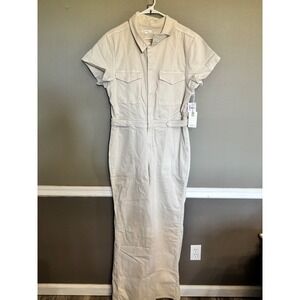 Good American Fit For Success Jumpsuit Womens 5 Bone New FFSP046 Utility Denim